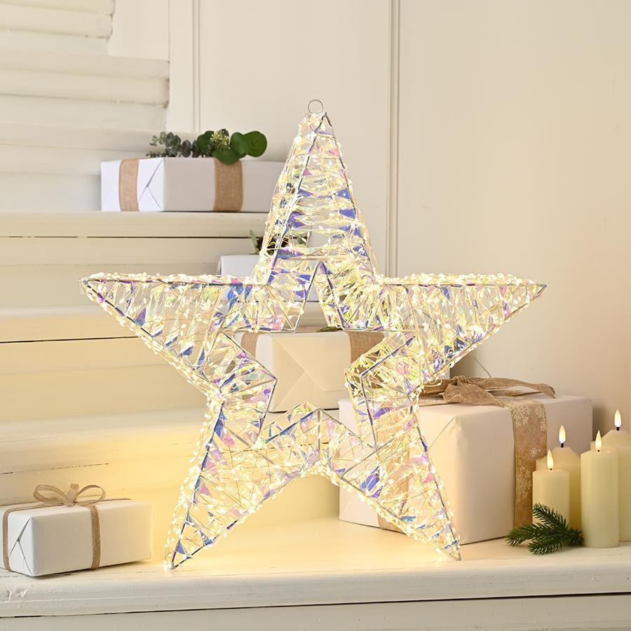 60cm Iridescent Lit Up Star